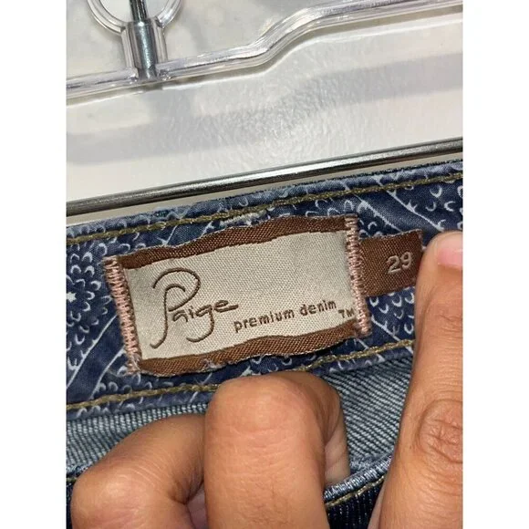 Paige Vintage Y2K  Blue Denim Canyon Low Rise Embroidered Flare Jeans Women's Si - Picture 4 of 12